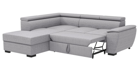 ECKSOFA  in Flachgewebe Grau  - Schwarz/Grau, KONVENTIONELL, Kunststoff/Textil (220/266cm) - Carryhome