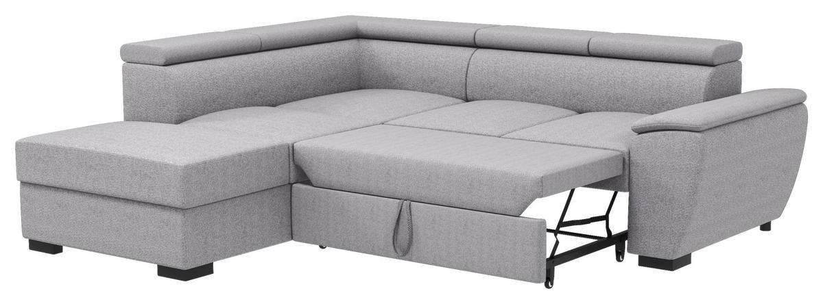 ECKSOFA Grau Flachgewebe  - Schwarz/Grau, KONVENTIONELL, Kunststoff/Textil (220/266cm) - Carryhome