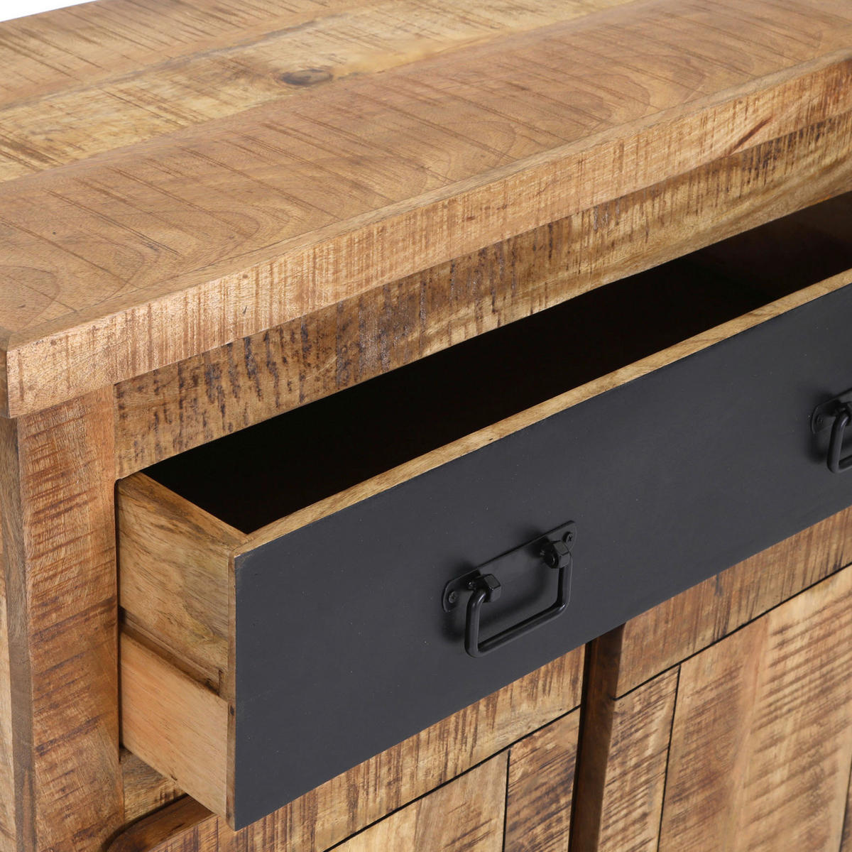 SCHUHSCHRANK Mangoholz massiv Braun  - Schwarz/Braun, LIFESTYLE, Holz/Metall (135/115/40cm) - Landscape