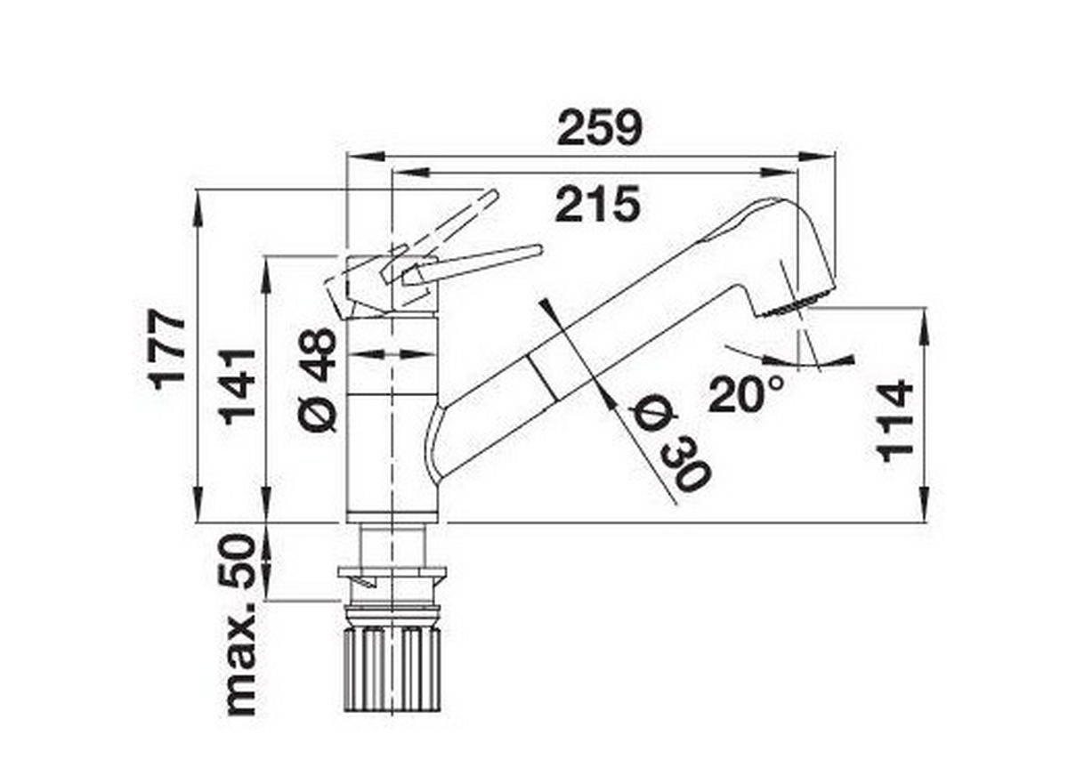 KÜCHENARMATUR 526428  - Chromfarben/Schwarz, Design, Stein/Metall (5,5/18/24,4cm) - Blanco