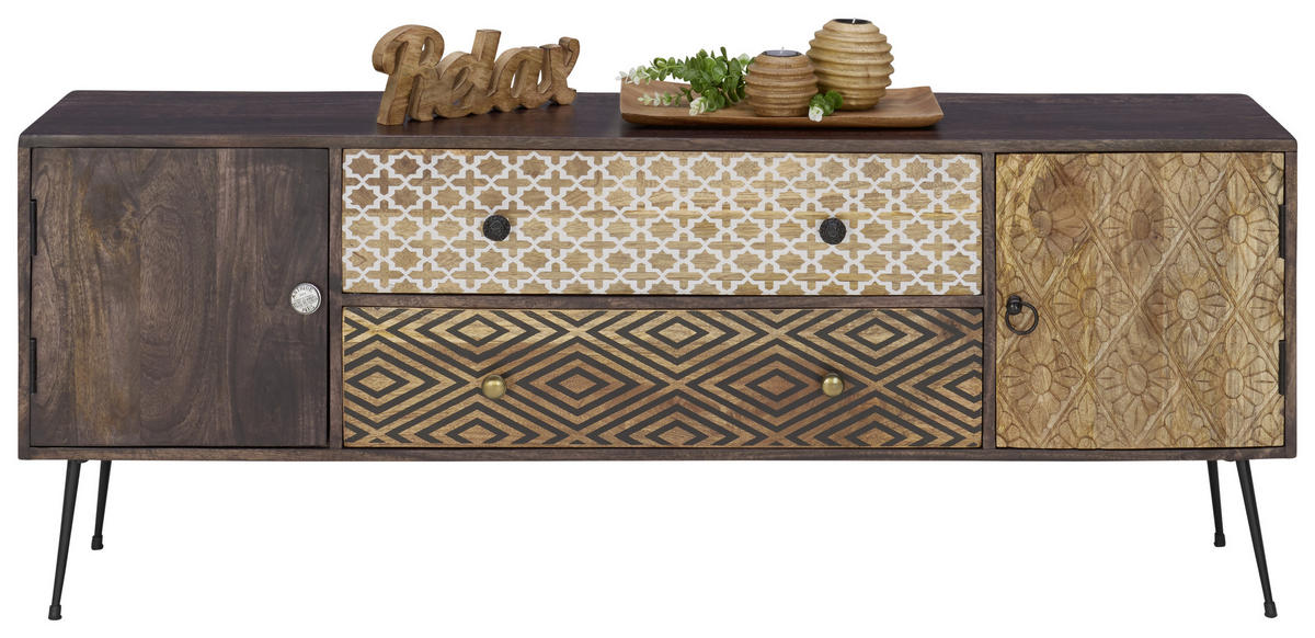 COMODĂ JOASĂ 157/60/35 cm  - maro/alb, Lifestyle, metal/lemn (157/60/35cm) - Landscape