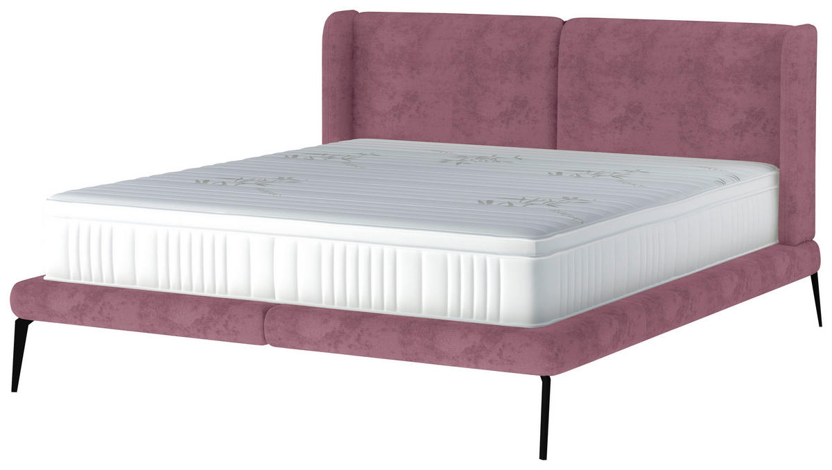 POLSTERBETT gepolstertes Kopfteil 180/200 cm  in Altrosa  - Altrosa/Schwarz, MODERN, Textil/Metall (180/200cm) - Livetastic