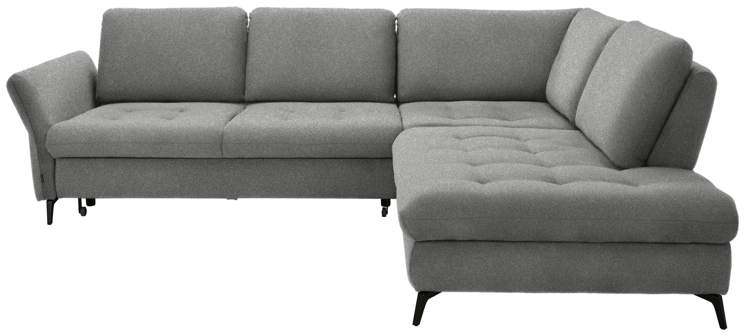 ECKSOFA in Bouclé Hellgrau  - Hellgrau/Schwarz, Natur, Textil/Metall (288/233cm) - Valnatura