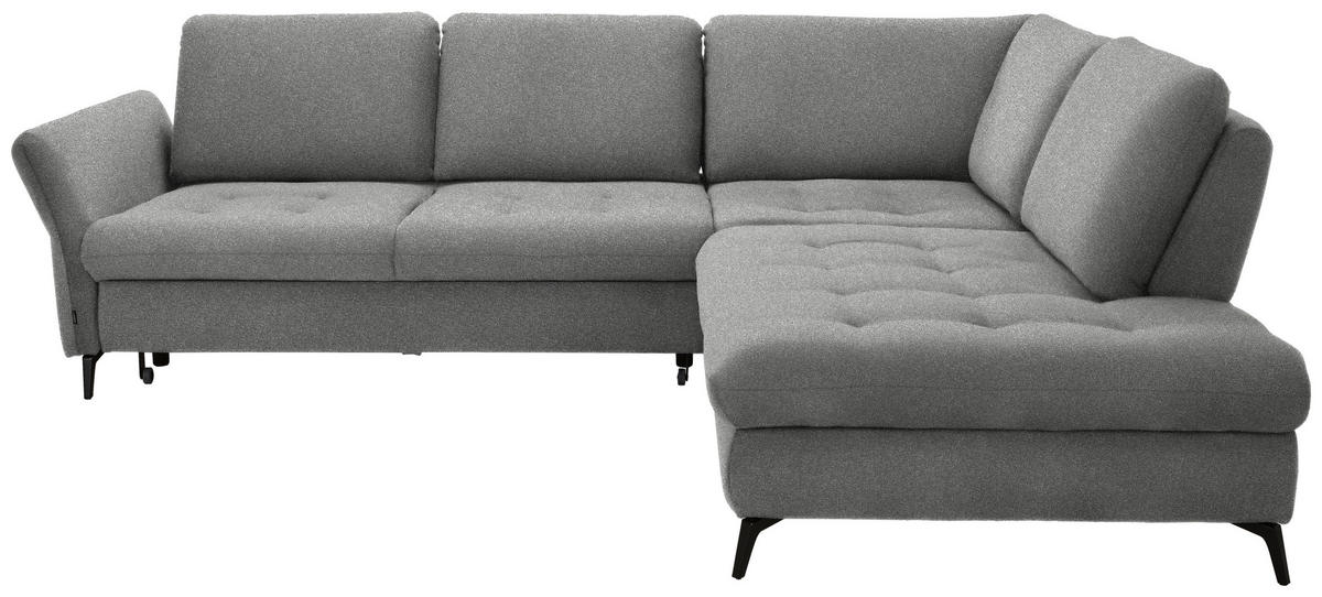 ECKSOFA in Bouclé Hellgrau  - Hellgrau/Schwarz, Natur, Textil/Metall (288/233cm) - Valnatura