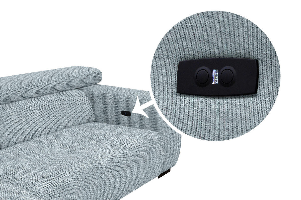ECKSOFA in Webstoff Türkis  - Türkis/Schwarz, Konventionell, Textil/Metall (182/279cm) - Hom`in