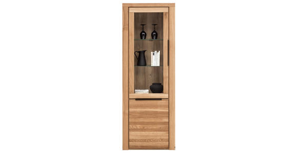 VITRINE  in teilmassiv Eichefarben  - Eichefarben/Schwarz, Natur, Glas/Holz (70/199/40cm) - Carryhome