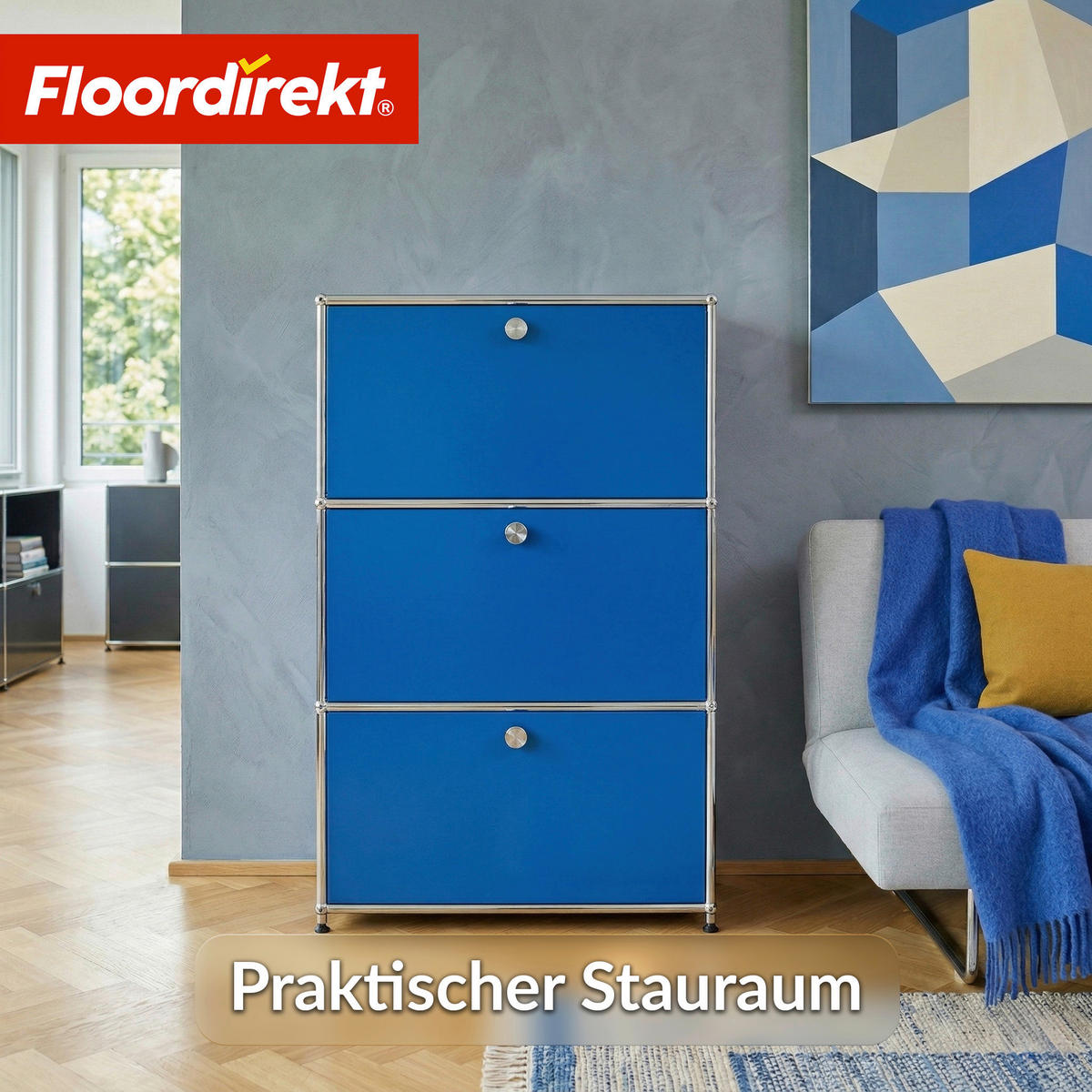 REGAL Blau  - Blau, Basics, Metall (75/120/40cm) - Floordirekt