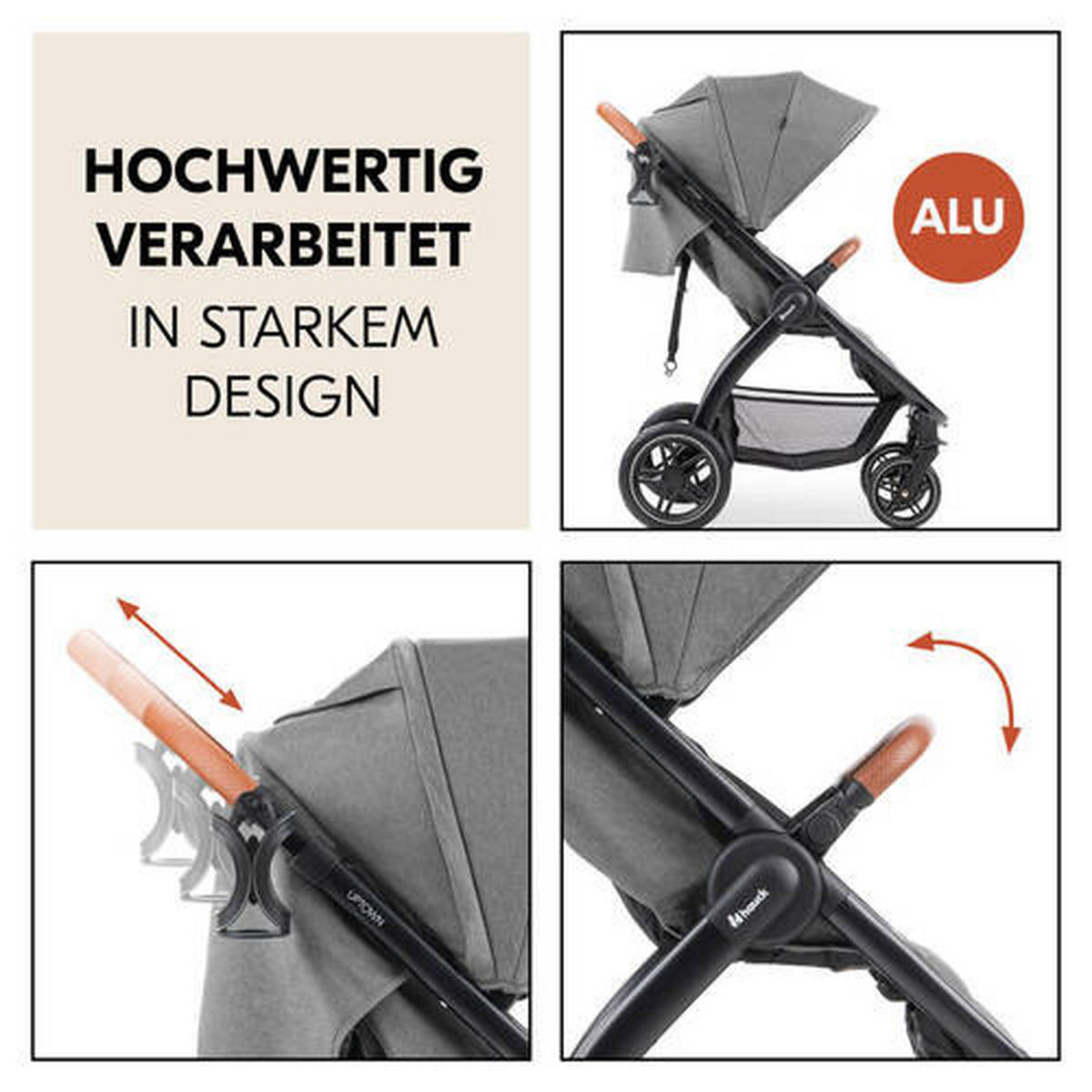 BUGGY Uptown  - Schwarz/Grau, Basics, Kunststoff/Textil (59.5/107/85cm) - Hauck