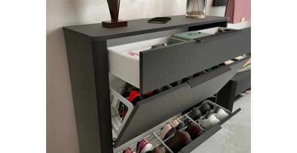 SCHUHSCHRANK Anthrazit - Anthrazit/Schwarz, Design, Holzwerkstoff/Metall (104/96/34cm) - Dieter Knoll