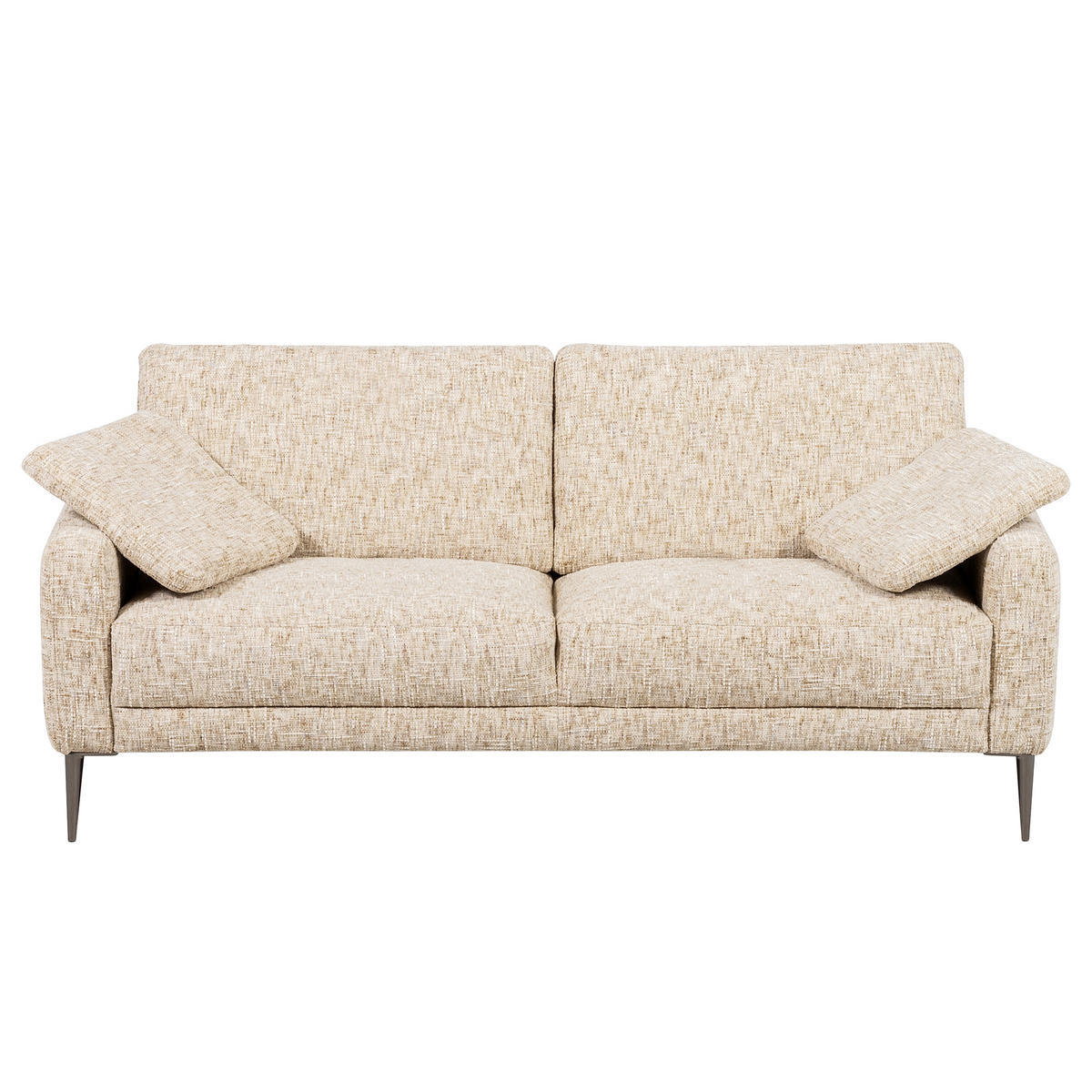 3-SITZER-SOFA Webstoff Beige  - Beige/Schwarzchrom, Design, Textil/Metall (187/85/92cm) - Livetastic