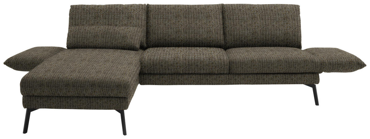 ECKSOFA in Flachgewebe Braun  175/277 cm  - Schwarz/Braun, Design, Textil/Metall (175/277cm) - Schöner Wohnen