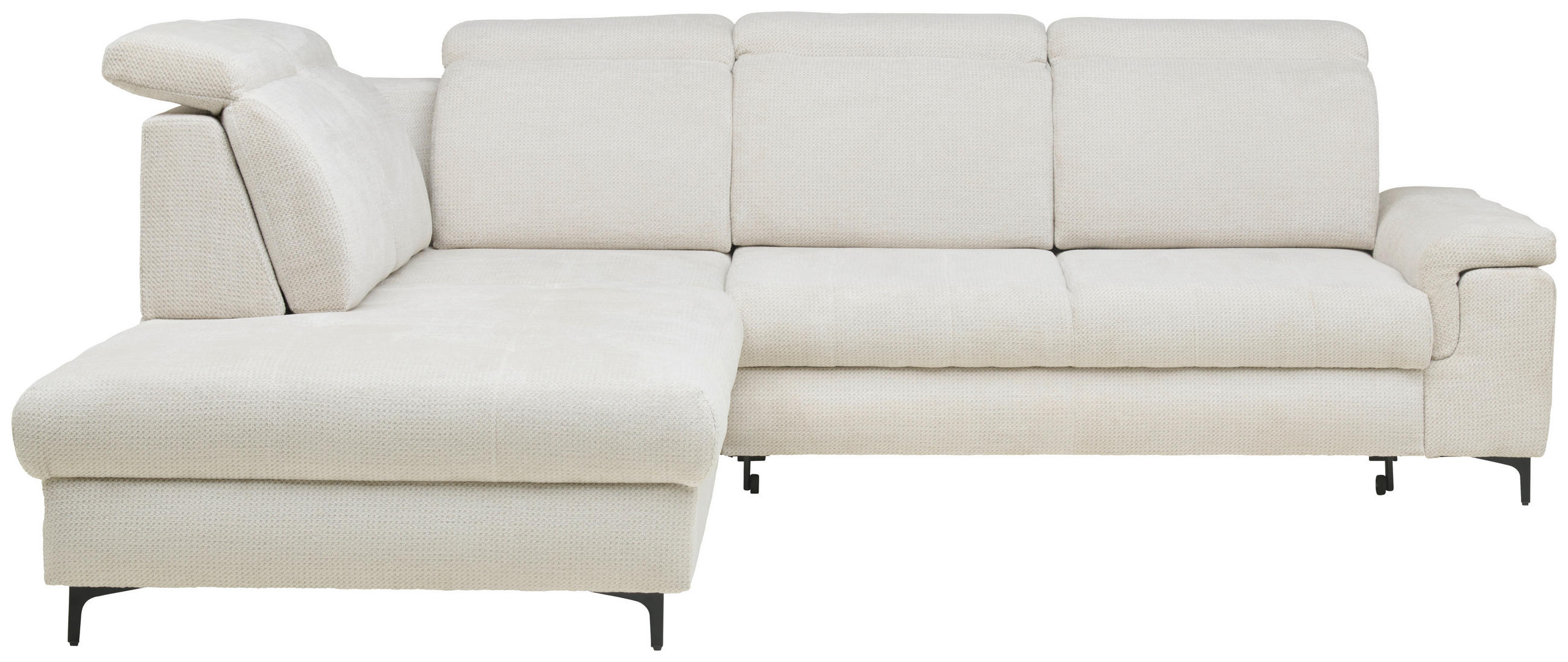 ECKSOFA in Struktur Beige  - Beige/Schwarz, Design, Textil/Metall (270/292cm) - Stylife