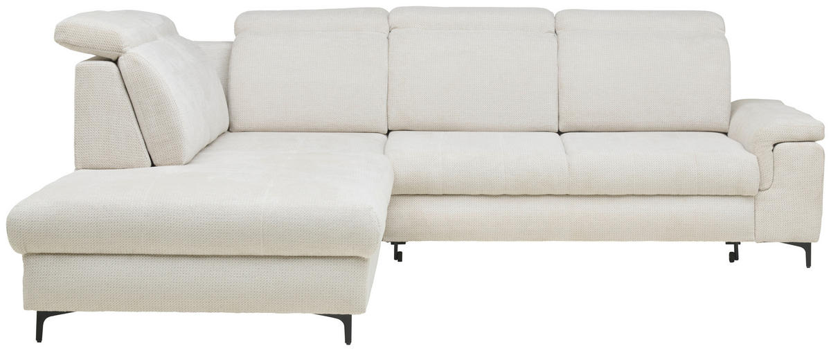 ECKSOFA in Struktur Beige  - Beige/Schwarz, Design, Textil/Metall (270/292cm) - Stylife