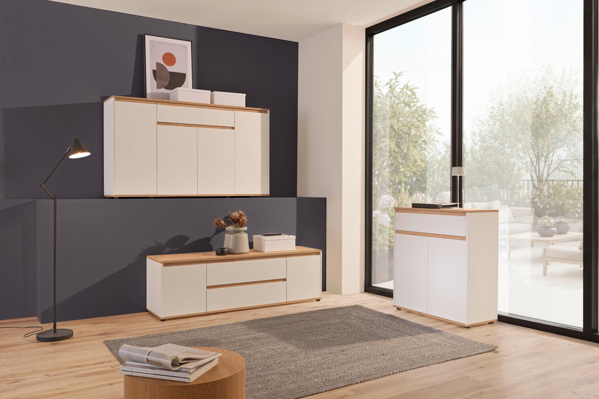 SIDEBOARD  in 160/93/38 cm  - Weiß/Eiche Artisan, MODERN, Holzwerkstoff (160/93/38cm) - Carryhome