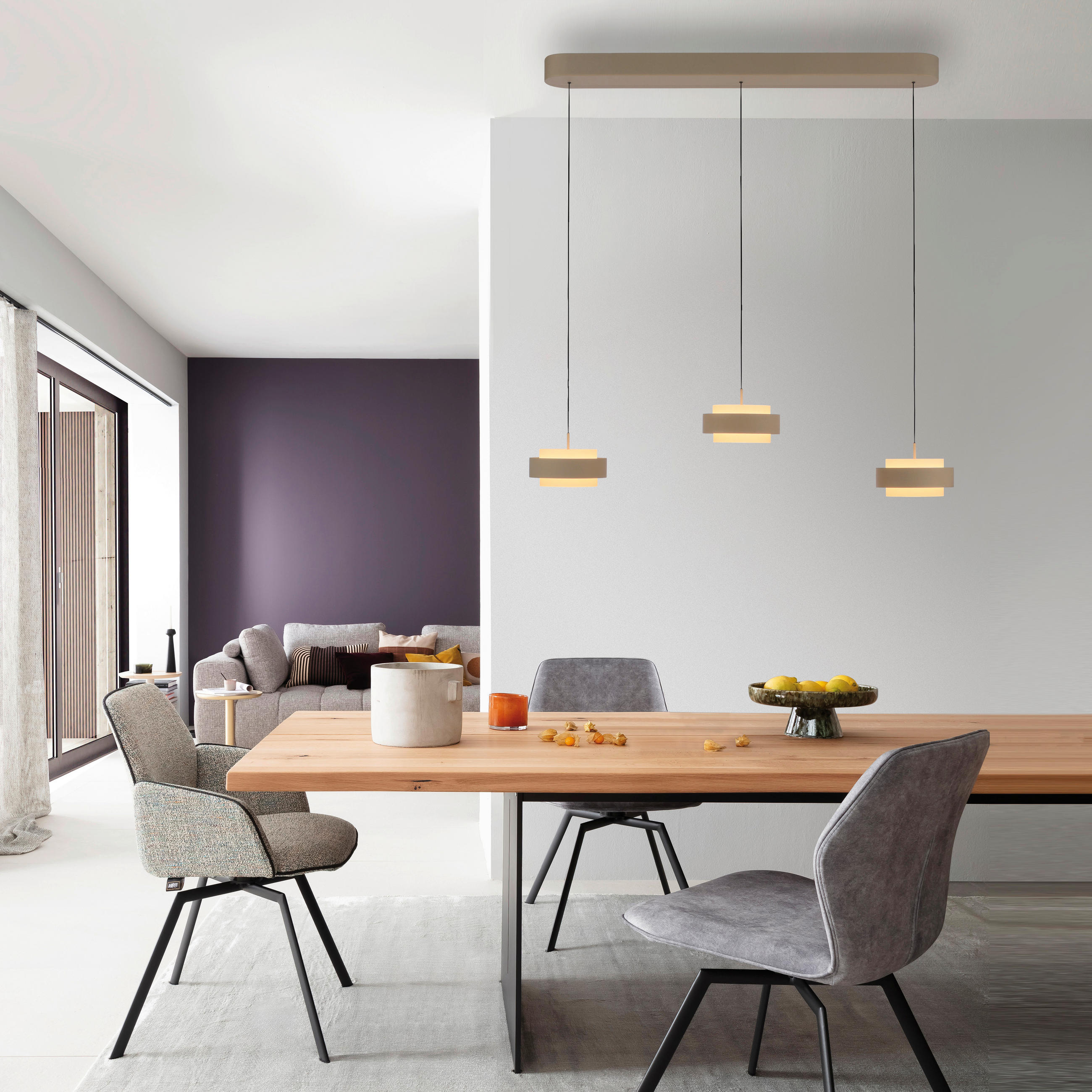 LED-PENDELLEUCHTE Elmo 96/17,5/180 cm  - Sandfarben, Design, Kunststoff/Metall (96/17,5/180cm) - Schöner Wohnen