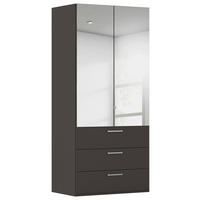 DREHTÜRENSCHRANK in Graphitfarben  - Chromfarben/Edelstahlfarben, Basics, Glas/Holzwerkstoff (101/235/61cm) - Novel