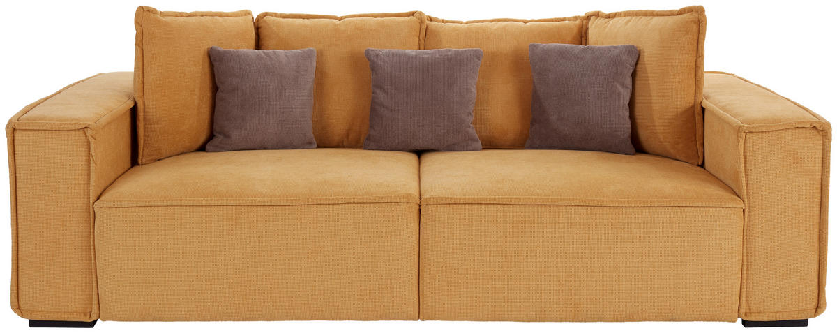 BIGSOFA in Taupe, Gelb  - Taupe/Gelb, Modern, Holz/Textil (244/62/117cm) - MID.YOU