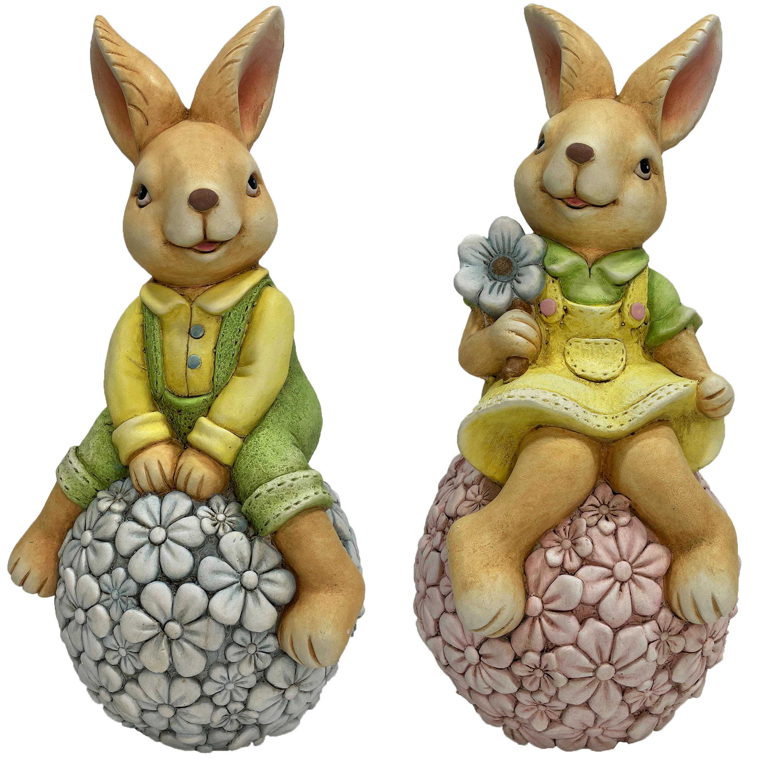 OKRASNI ZAJČEK 25/47/22 cm rumena, zelena - rumena/zelena, Basics, kamen (25/47/22cm)