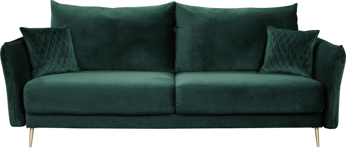 SCHLAFSOFA Samt Grün  - Goldfarben/Grün, Design, Textil/Metall (235/96/104cm) - MID.YOU