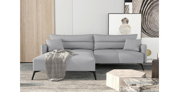 ECKSOFA  in Cord Hellgrau  180/253 cm  - Hellgrau/Schwarz, KONVENTIONELL, Textil/Metall (180/253cm) - Carryhome