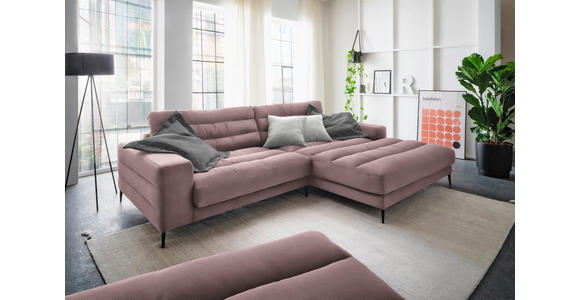 ECKSOFA in Cord Altrosa 296/207 cm - Schwarz/Altrosa, Design, Textil/Metall (296/207cm) - Dieter Knoll