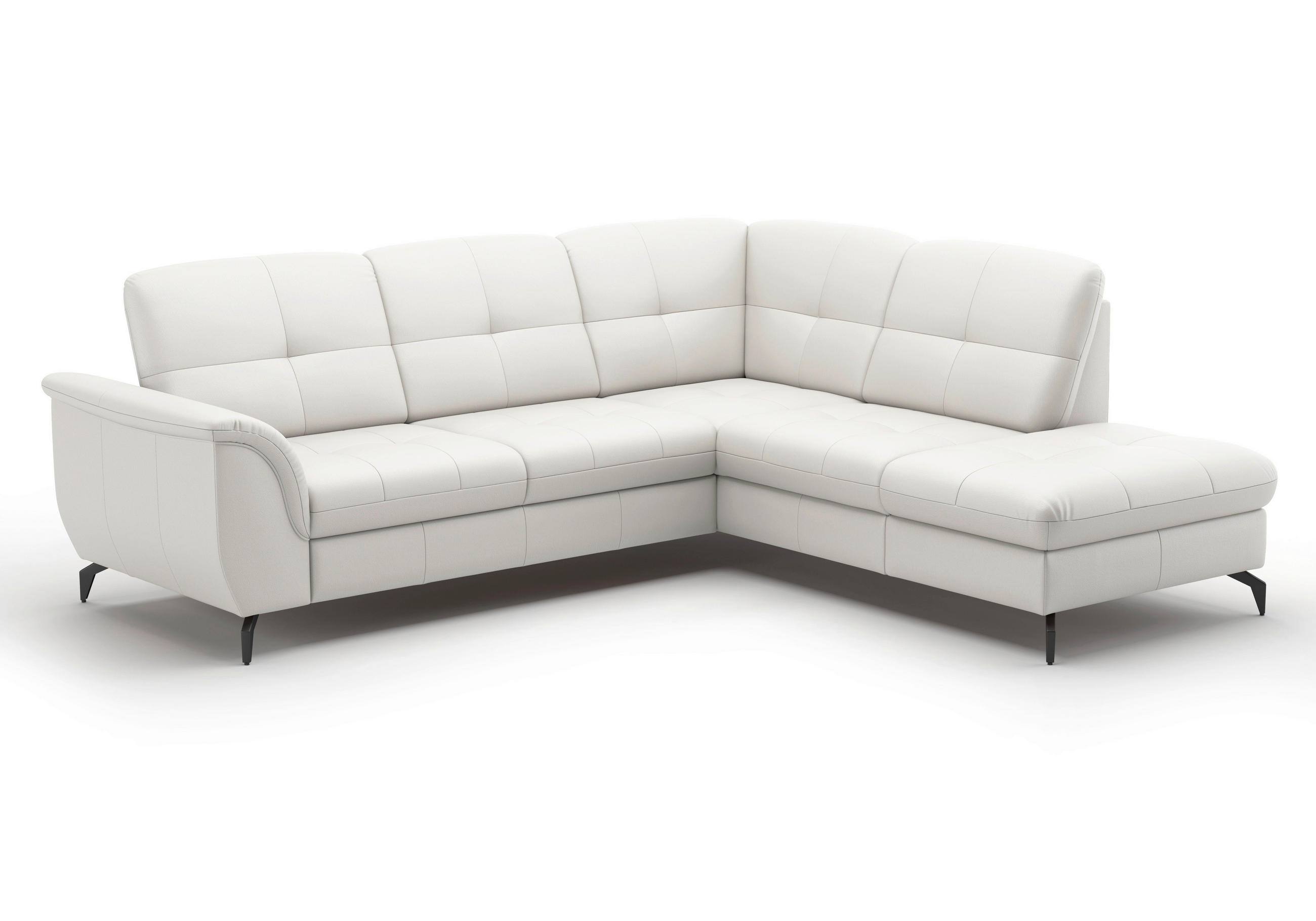 ECKSOFA ZORA E Weiß Kombination Echtleder/Stoff Vliesstoff  - Schwarz/Weiß, MODERN, Leder/Textil (244/212cm) - Sit & More