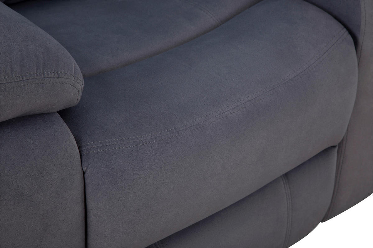 HEIMKINO-SOFA Velours Grau  - Grau, KONVENTIONELL, Textil/Metall (186/102/99cm) - MID.YOU