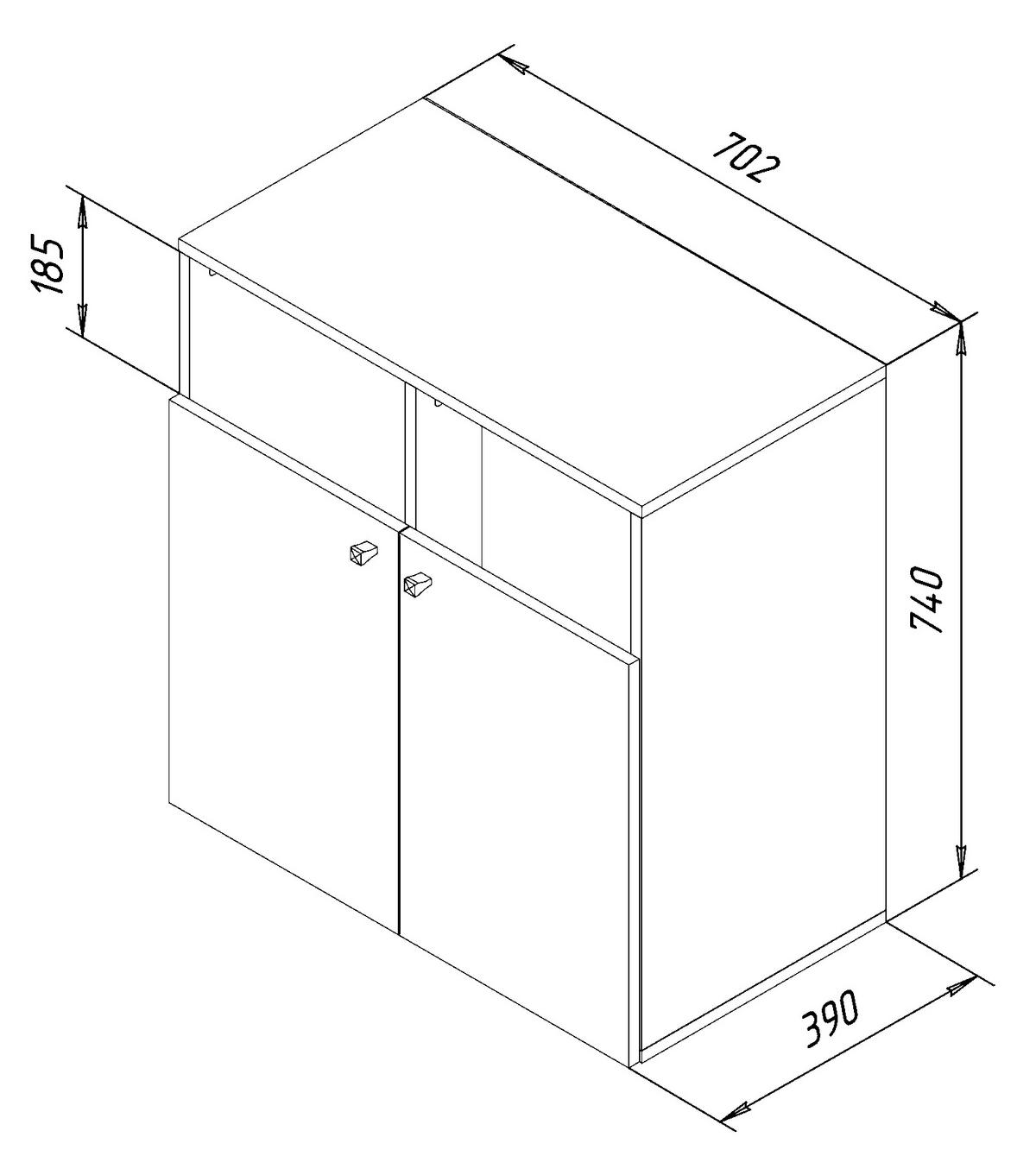 WÄSCHESCHRANK 80/74/39 cm  in Weiß  - Weiß/Grau, MODERN, Holzwerkstoff/Kunststoff (80/74/39cm) - MID.YOU
