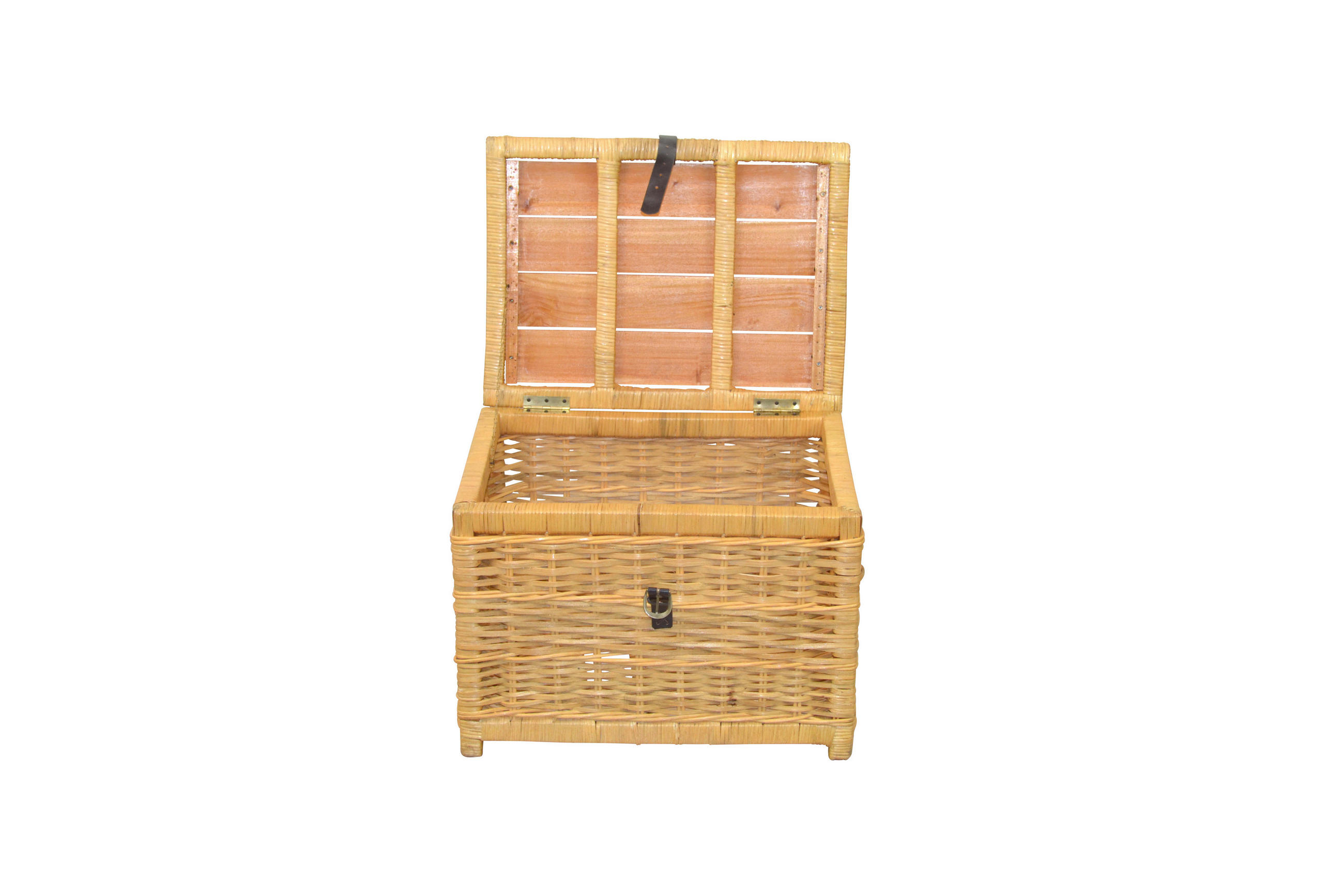 Thumbnail - Mid.you Couchtisch, Beige, Holz, Pinie, Rattan,Akazie, massiv, Uni, rechteckig, 58x44x45 cm, Stauraum, Wohnzimmer, Wohnz...