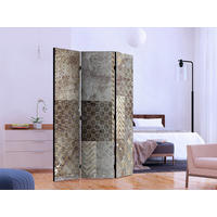 PARAVENT mit 3  Flügel - Braun/Grau, Basics, Holz/Textil (135/172/3cm) - artgeist