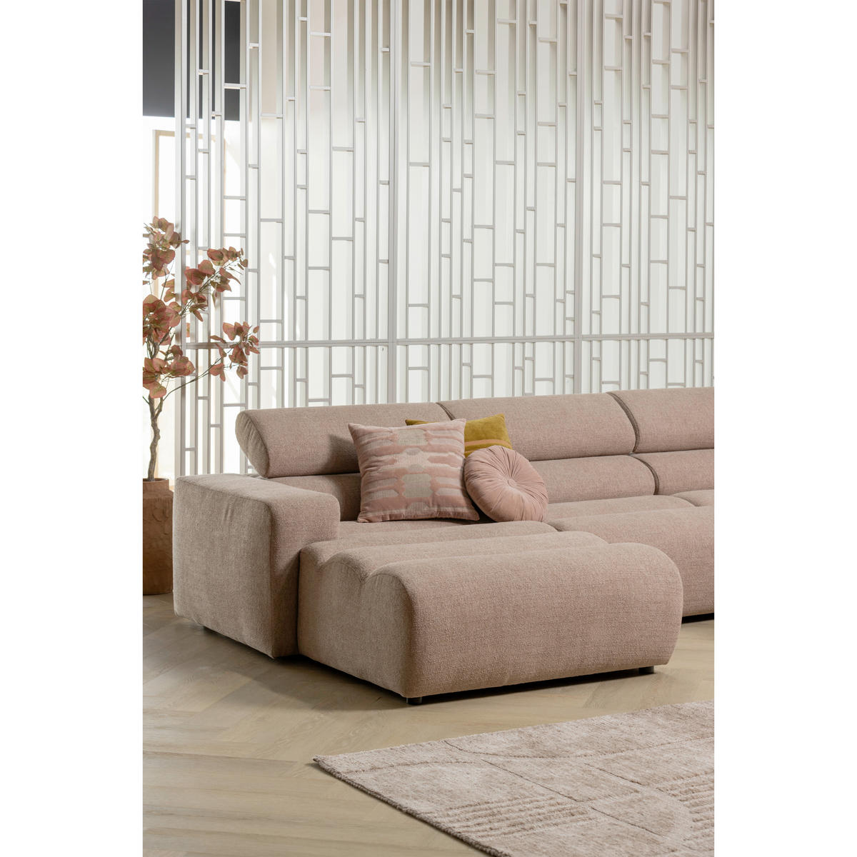 ECKSOFA Novi Taupe Bouclé  - Taupe/Schwarz, Design, Kunststoff/Textil (173/300cm) - Livetastic