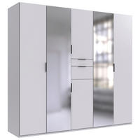 KLEIDERSCHRANK Weiss  - Weiss/Schwarz, Modern, Glas/Holzwerkstoff (225/210/58cm) - Boxxx