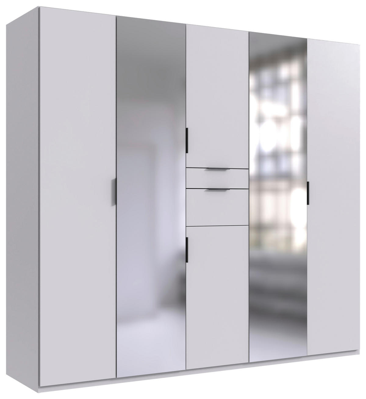 KLEIDERSCHRANK Weiss  - Weiss/Schwarz, Modern, Glas/Holzwerkstoff (225/210/58cm) - Boxxx