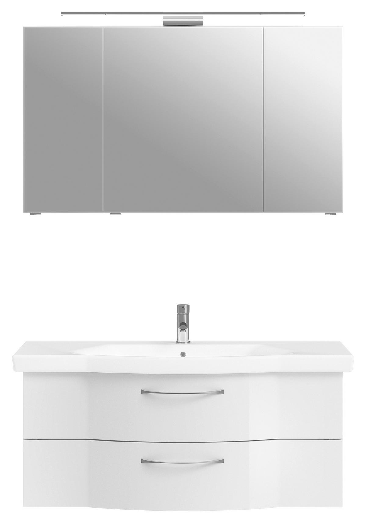 BADEZIMMER 3-teilig  in 122 cm  - Chromfarben/Weiß Hochglanz, KONVENTIONELL, Glas/Keramik (122cm) - Pelipal