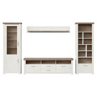 WOHNWAND  in Weiß, Eichefarben  370/206,6/51,2 cm  - Eichefarben/Weiß, Design, Glas/Holzwerkstoff (370/206,6/51,2cm) - SetOne by Musterring