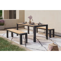 GARTENTISCHGRUPPE Teakholz massiv Aluminium  - Grau/Teakfarben, MODERN, Holz/Metall (170/162/74cm) - Ambia Garden