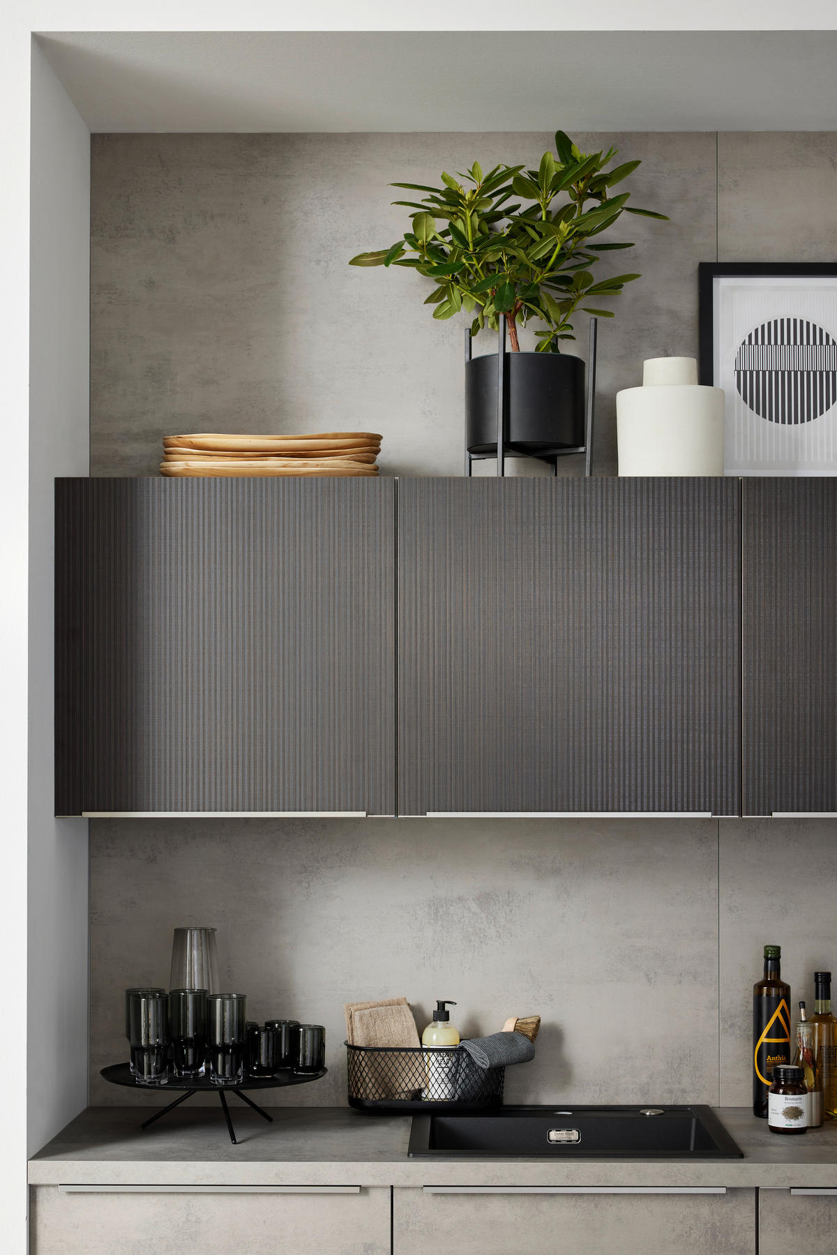EINBAUKÜCHE STONE  - Grau, Design, Holzwerkstoff - Nolte Küchen