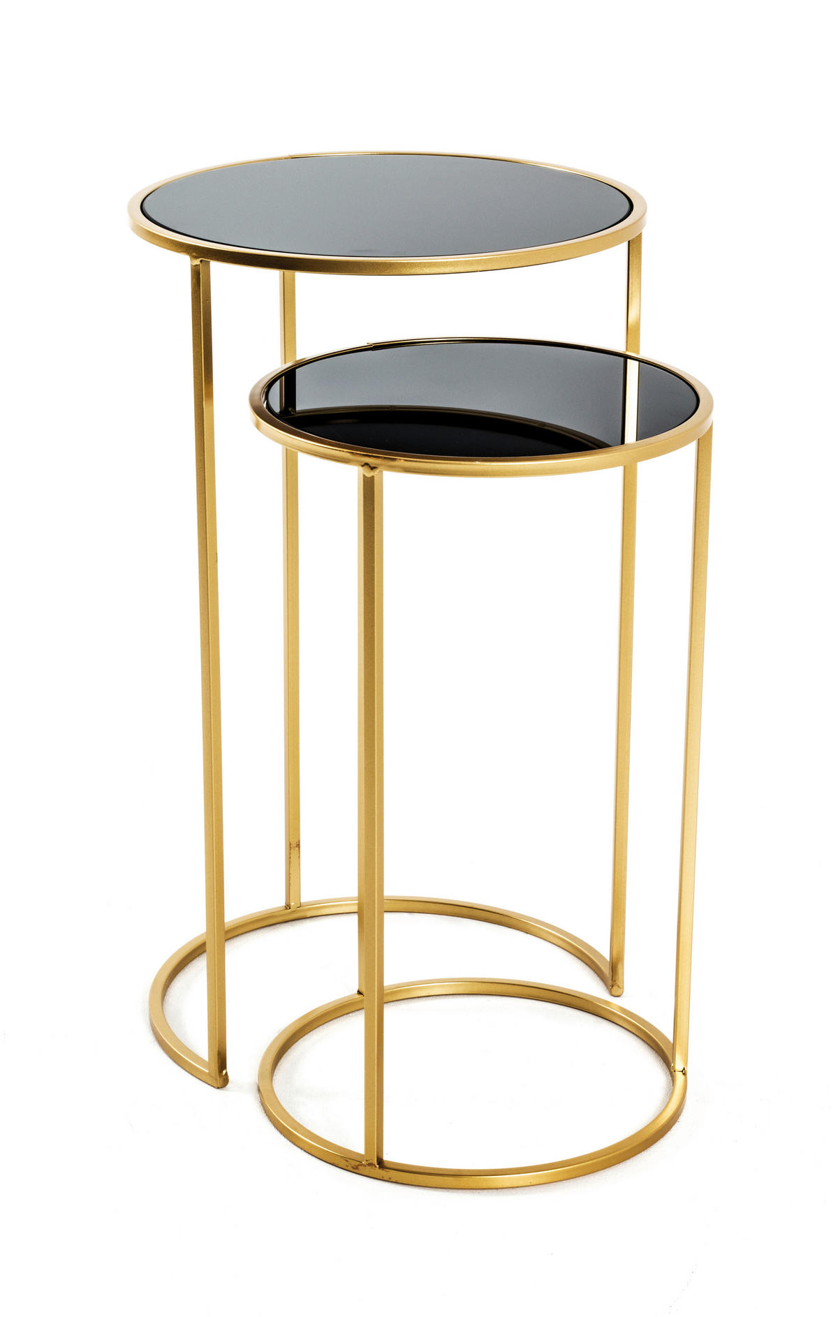 BEISTELLTISCHSET rund Schwarz, Goldfarben  - Goldfarben/Schwarz, MODERN, Glas/Metall (30/35/50/60cm)