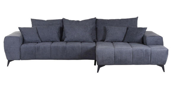 ECKSOFA  in Flachgewebe Dunkelgrau  300/205 cm  - Dunkelgrau/Schwarz, KONVENTIONELL, Textil/Metall (300/205cm) - Carryhome