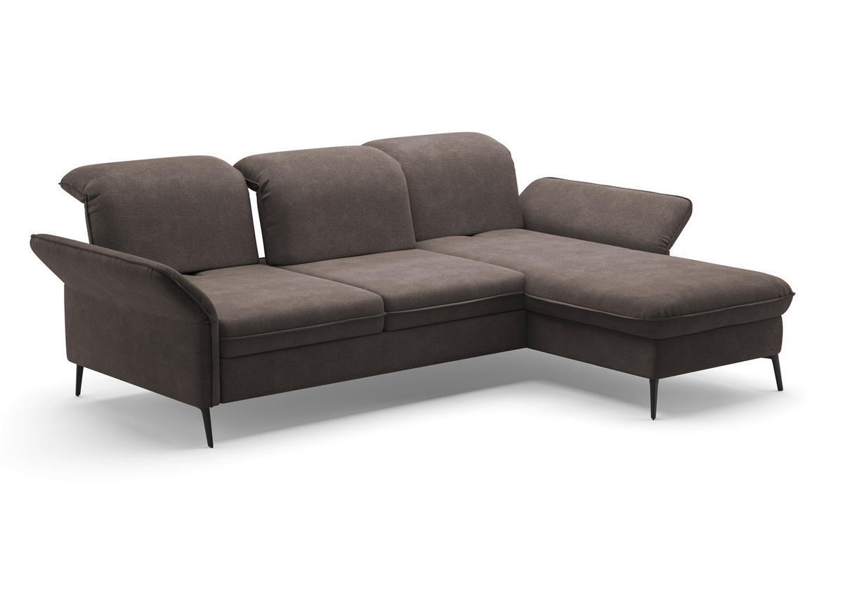 ECKSOFA in Flachgewebe Graphitfarben  - Schwarz/Graphitfarben, Konventionell, Textil/Metall (264/198cm) - Sit & More