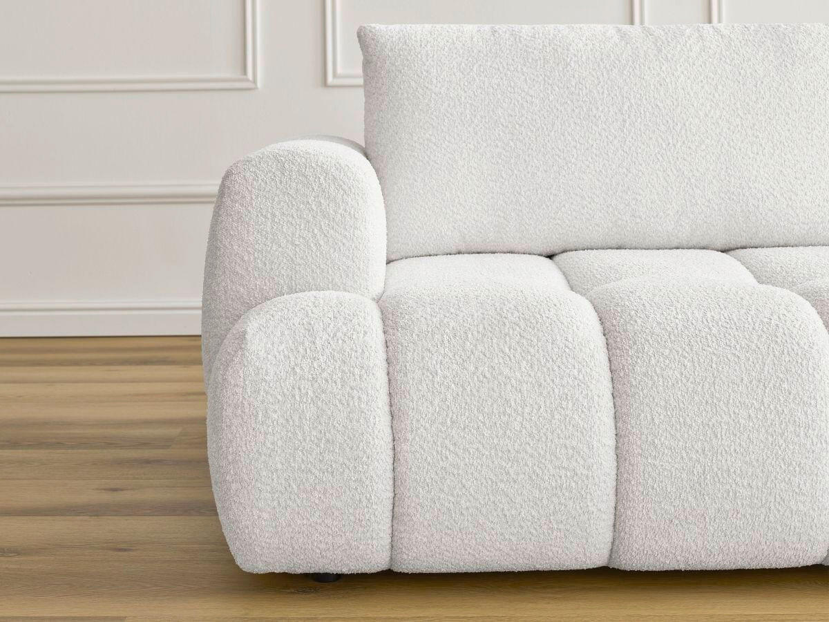 SCHLAFSOFA FUJI Bouclé Weiß  inkl.  - Schwarz/Weiß, MODERN, Kunststoff/Textil (251/113/88cm)