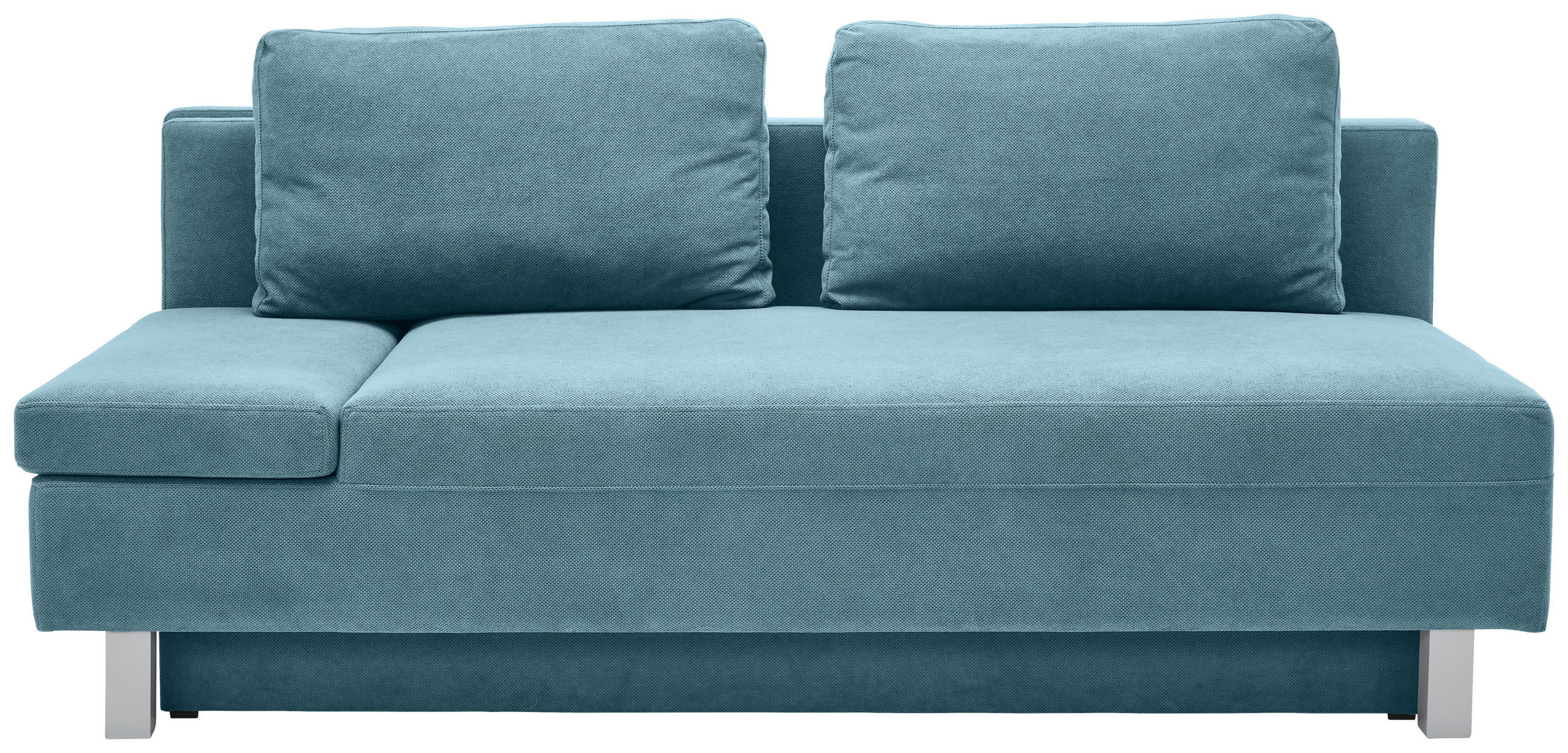SCHLAFSOFA Flachgewebe Blau  - Chromfarben/Blau, Design, Holz/Textil (205/77-93/99cm) - Novel