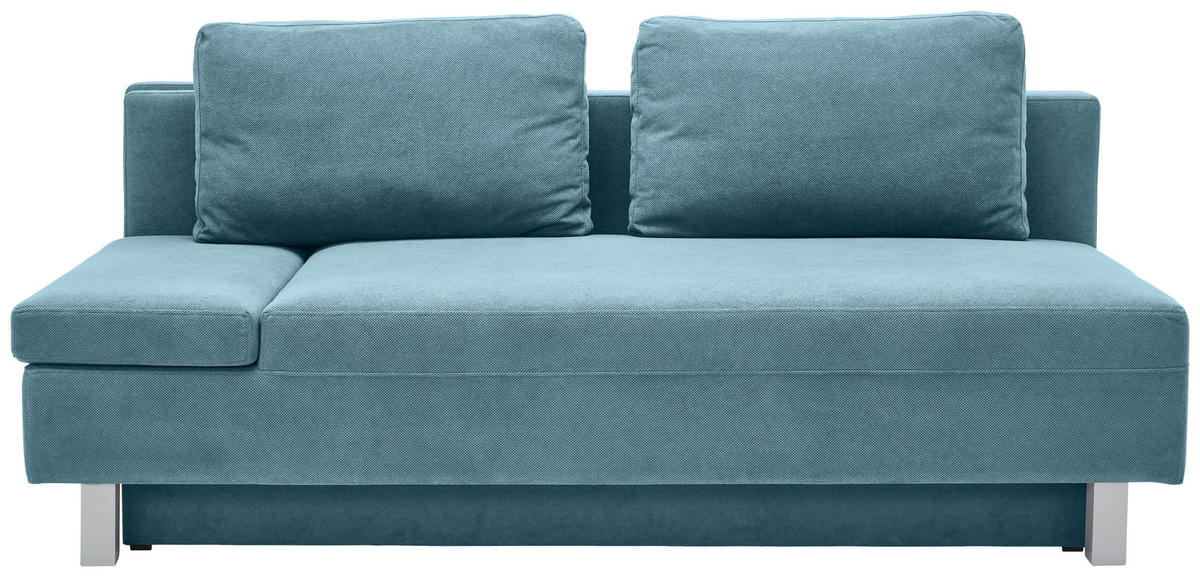 SCHLAFSOFA  mit Stoffauswahl, Schlafen auf Sitzhöhe, Armteil links Flachgewebe Blau  - Chromfarben/Blau, Design, Holz/Textil (205/77-93/99cm) - Novel
