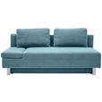SCHLAFSOFA Flachgewebe Blau  - Chromfarben/Blau, Design, Holz/Textil (205/77-93/99cm) - Novel