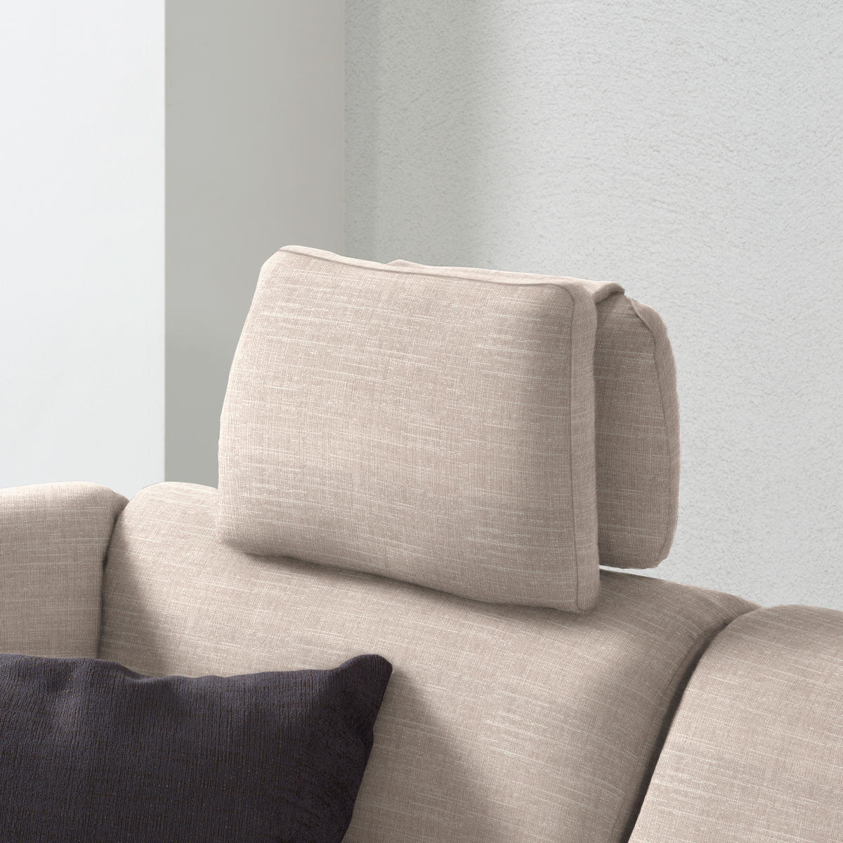 ECKSOFA in Chenille Beige  208/226 cm  - Beige/Schwarz, KONVENTIONELL, Textil (208/226cm) - Sedda