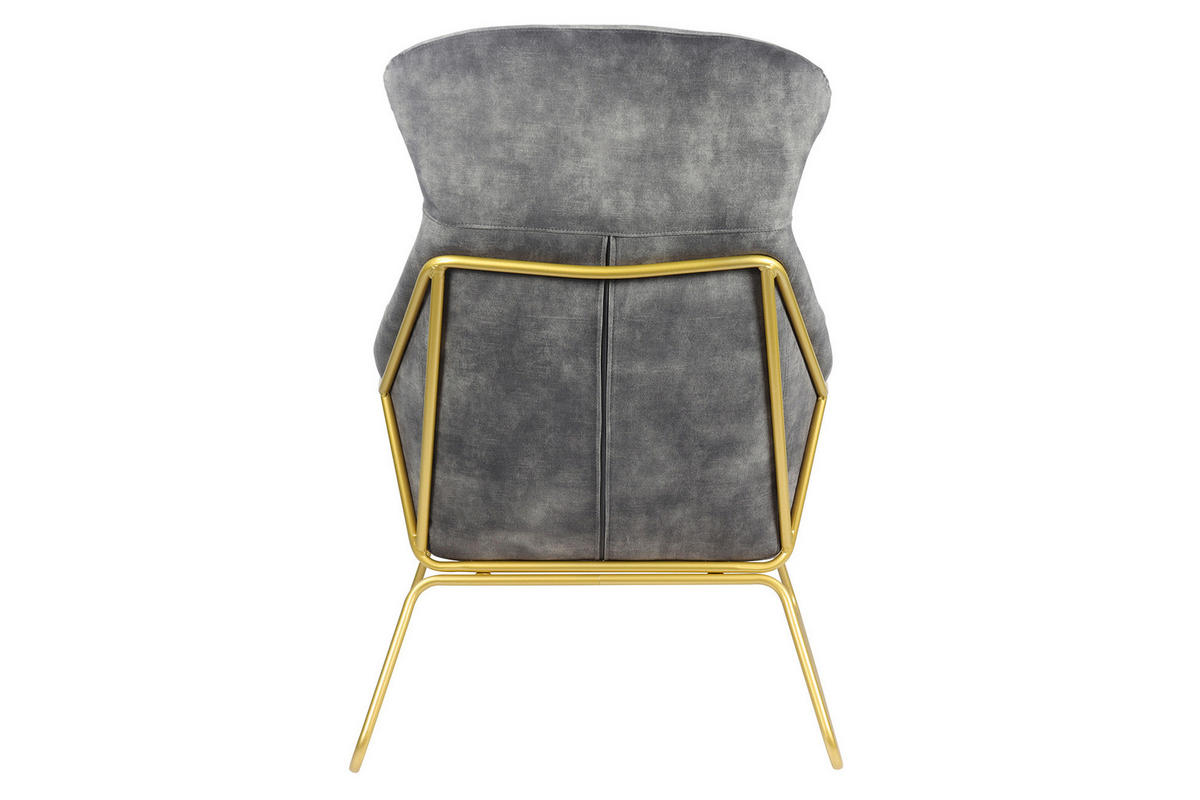SESSEL in Samt, Velours Grau  - Messingfarben/Grau, MODERN, Textil/Metall (73/102/80cm) - Livetastic