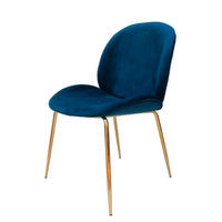 STUHL-SET 2 Stück  in Eisen  - Blau/Messingfarben, Design, Kunststoff/Metall (47/90/59cm) - Kayoom