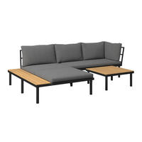 LOUNGEGARNITUR 159/273,5 cm Akazie massiv Eisen  - Schwarz/Grau, Basics, Holz/Textil (159/273,5cm) - Ambia Garden