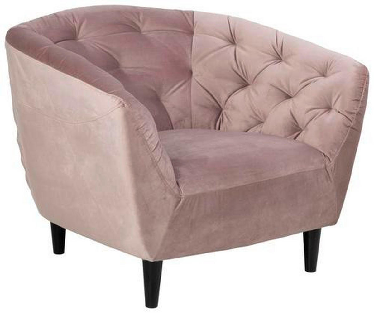 KRESLO CHESTERFIELD, textil, drevo, ružová - čierna/ružová, Trend, drevo/textil (97/79/84cm) - Ambia Home