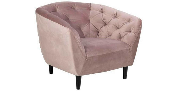 CHESTERFIELD-SESSEL Samt Rosa    - Schwarz/Rosa, Trend, Holz/Textil (97/79/84cm) - Ambia Home